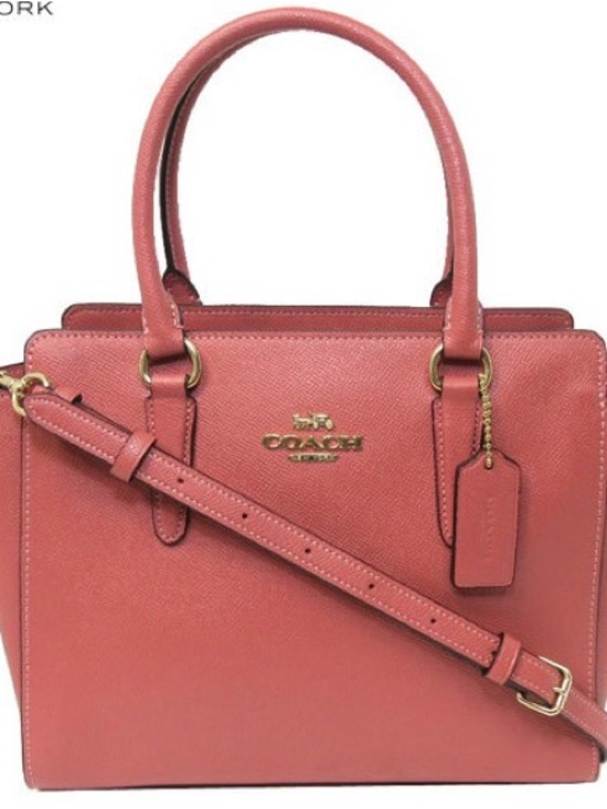 Coach Handbags - Coach Mini Surrey Carryall Crossbody Handbag Coral Pink Pebbled Leather Purse